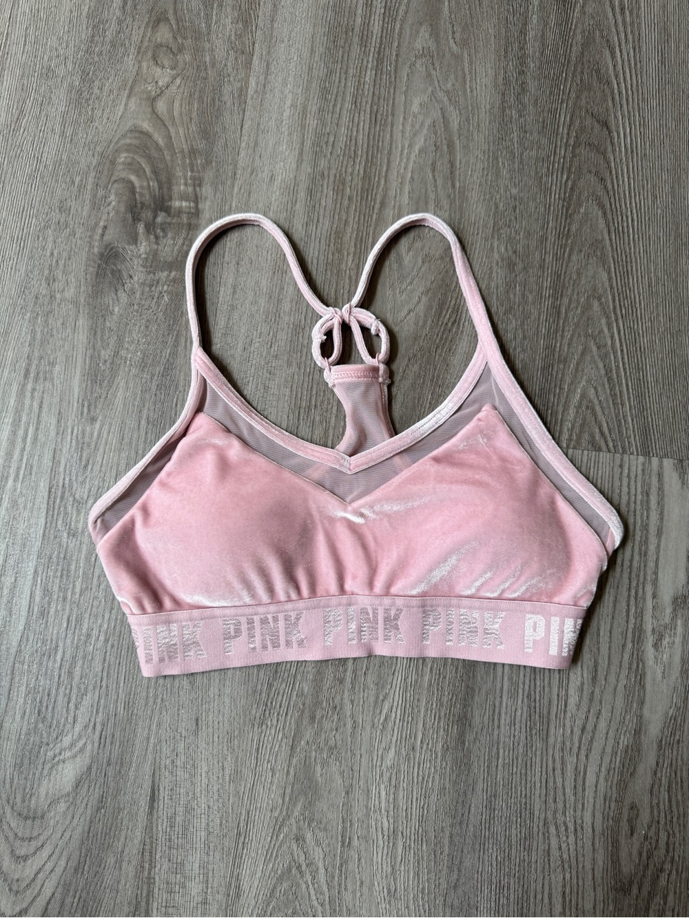 PINK Victoria's Secret Blush Pink Velvet Strappy Bralette